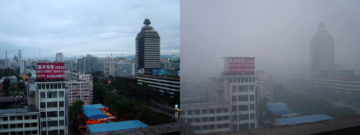 "Beijing smog comparison August 2005" di Bobak - Opera propria. Con licenza CC BY-SA 2.5 tramite Wikimedia Commons - http://commons.wikimedia.org/wiki/