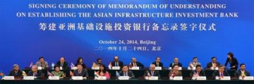 La cerimonia della sottoscrizione del MoU dell’AIIB. Pechino 24/10/2014 (Fonte: http://aiibank.org/detail-08.html).