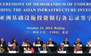 La cerimonia della sottoscrizione del MoU dell’AIIB. Pechino 24/10/2014 (Fonte: http://aiibank.org/detail-08.html).