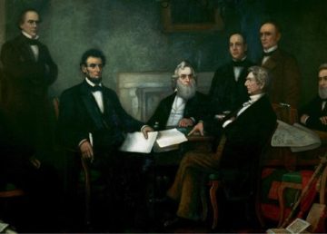 Abramo Lincoln. "Emancipation proclamation" di Francis Bicknell Carpenter - Senate.gov. Con licenza Pubblico dominio tramite Wikimedia Commons - https://commons.wikimedia.org/wiki/File:Emancipation_proclamation.jpg#/media/File:Emancipation_proclamation.jpg