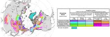 "Circum-Arctic Map of Permafrost and Ground Ice Conditions" di Brown, J., O.J. Ferrians, Jr., J.A. Heginbottom, and E.S. Melnikov. 1998, revised February 2001. http://nsidc.org/data/docs/fgdc/ggd318_map_circumarctic/index.html. Con licenza Pubblico dominio tramite Wikimedia Commons