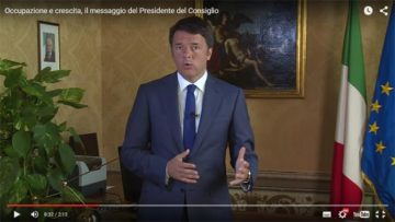 Immagine catturata dal video: Il messaggio del Presidente del Consiglio, Matteo Renzi, su occupazione e crescita. 01/09/2015. http://www.governo.it/Presidente/AudioVisivi/dettaglio.asp?d=79192