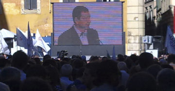 Il sindaco Ignazio Marino, appena eletto, ringrazia gli elettori. Foto: Giorgio Castore