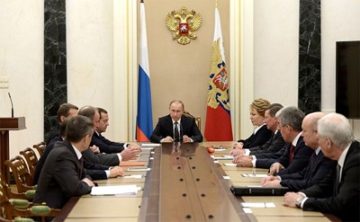 Putin: Meeting with permanent members of the Security Council. On the agenda were various matters related to implementing the Annual Presidential Address to the Federal Assembly, delivered the day before, as part of the work to draft the list of relevant instructions. 04/12/2015