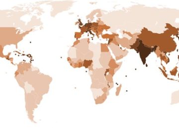 Densità di popolazione per paese, 2006. Immagine: "Countries by population density" di Miguel Contreras, Guatemala