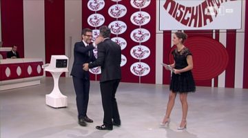 Fabio Fazio, Fiorello e Matilde Gioli. Fermo-immagine diretta RaiUno