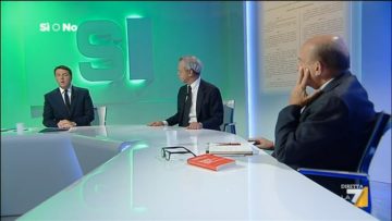 Fermo immagine dibattito referendum Renzi-Zagrebelsky su https://www.youtube.com/watch?v=wzIUrKGIEb4