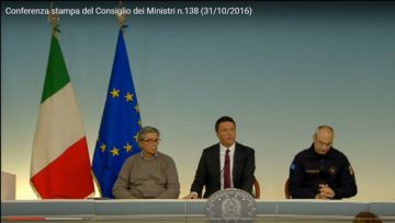 Conferenza stampa del Presidente Renzi sul sisma 31/10/2016 (con Errani e Curcio). Filmato della Presidenza del Consiglio dei Ministri