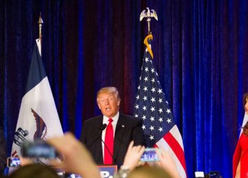 At a 2016 campaign event, from left: son-in-law Jared, eldest daughter Ivanka, Trump, wife Melania, daughter-in-law Lara, and second-eldest son Eric. By Max Goldberg from USA - https://commons.wikimedia.org/wiki/File:Trump_CAUCUS_(24471521350).jpg, CC BY-SA 4.0, https://commons.wikimedia.org/w/index.php?curid=51653289