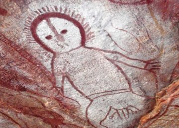 Pitture rupestri rappresentanti uno spirito Wandjina, Kimberley (Australia) – foto di Ian Cochrane, attribuzione Creative Commomons BY 2.0