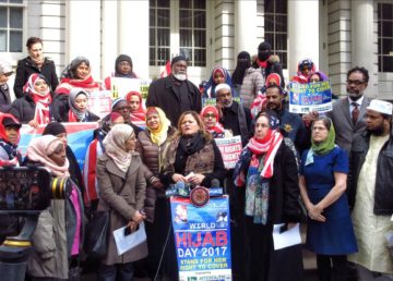 World Hijab Day, 1 febbraio 2017, Melissa Viverito (Speaker del New York City Council) parla davanti alla City Hall e condanna il decreto immigrazione di Donald Trump. Foto di Denis Spedalieri