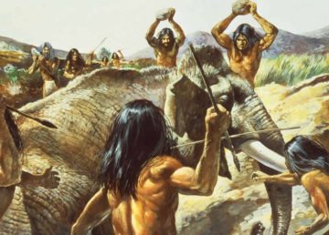 Ricostruzione di una scena di caccia nel Paleolitico. Foto via Pinterest.
