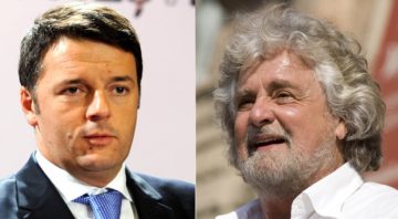 Matteo Renzi (foto di PSD Romania - CC BY-SA 2.0)/Beppe Grillo (Foto di Giuseppe Favia - CC BY-SA 2.0)