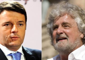 Matteo Renzi (foto di PSD Romania - CC BY-SA 2.0)/Beppe Grillo (Foto di Giuseppe Favia - CC BY-SA 2.0)