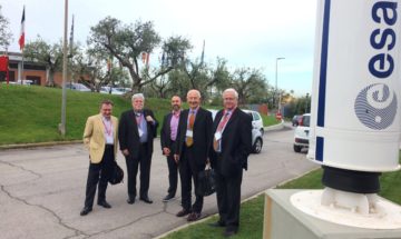 Esperti internazionali arrivano all’ESA per il RomeSymposium 2017: Graeme Maxton, Bill Becker, Georgios Kostakos, Ian Dunlop, Martin Lees. Foto di Massimo Predieri.