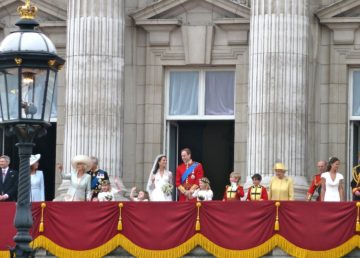 The British royal family on Buckingham Palace balcony after Prince William and Kate Middleton were married (Photo by Magnus D)