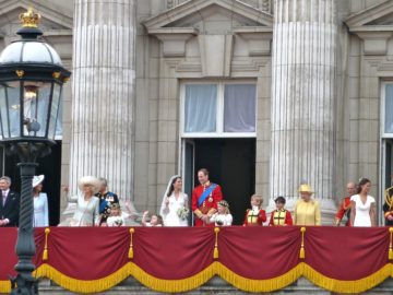 The British royal family on Buckingham Palace balcony after Prince William and Kate Middleton were married (Photo by Magnus D)