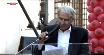 01/07/2017 Giuliano Pisapia a Roma in Piazza SS Apostoli. Fermo immagine sky teg 24