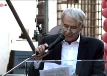01/07/2017 Giuliano Pisapia a Roma in Piazza SS Apostoli. Fermo immagine sky teg 24