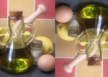 Ingredients and tools used in mayonnaise sauce (teapot is optional)! Di Slastic - Opera propria, Pubblico dominio, https://commons.wikimedia.org/w/index.php?curid=7187755