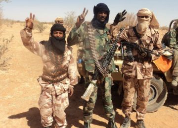 Tuareg separatist rebels in Mali, January 2012. By Magharebia - Mali begins Touareg dialogue | بدء الحوار بين مالي والطوارق | Le Mali entame le dialogue avec les Touaregs, CC BY 2.0, https://commons.wikimedia.org/w/index.php?curid=23633217