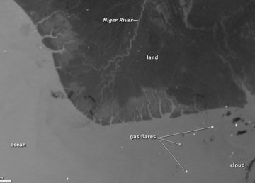 Credit: NASA/NOAA image by Jesse Allen and Robert Simmon, using VIIRS data from the NOAA Comprehensive Large Array-data Stewardship System (CLASS). Caption by Holli Riebeek.