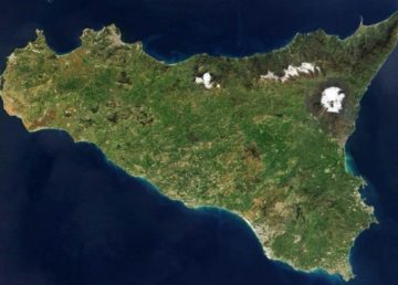 Foto satellitare della Sicilia della, NASA, dominio pubblico