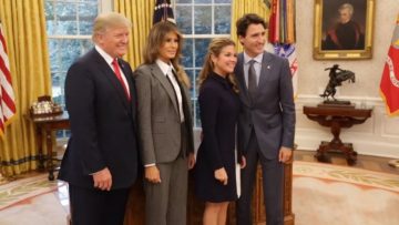 USA-Visita di Stato. I coniugi Trump ed i coniugi Trudeau. Fermo immagine dal sito della Casa Bianca