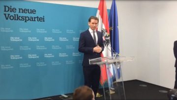 Sebastian Kurz annuncia il piano di formazione di governo dopo le elezioni in Austria, fermo fotogramma da video pubblico ÖVP